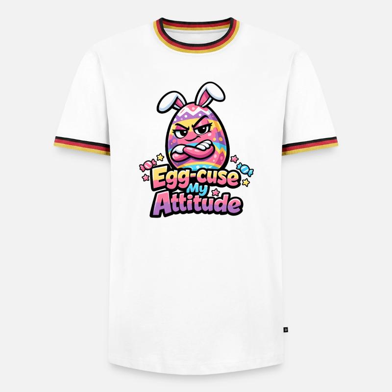 Egg-Cuse My Attitude Easter - Men's Ringer Shirt - white/tricolour