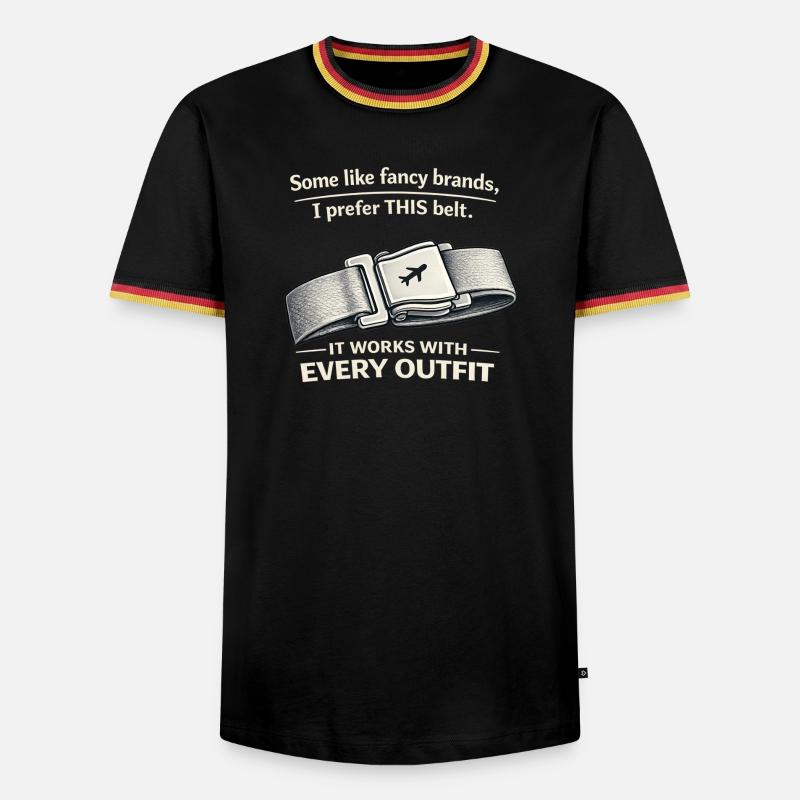 THIS Belt Spruch: Sitzgurt Flugzeug - Männer Kontrast-T-Shirt - Schwarz/Dreifarbig