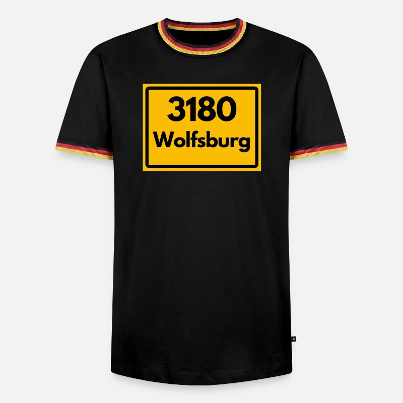 OLD POSTCODE POSTCODE RETRO 3180 WOLFSBURG - Men's Ringer Shirt - black/tricolour