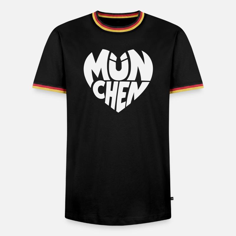 München Herzlogo Typografie - Männer Kontrast-T-Shirt - Schwarz/Dreifarbig