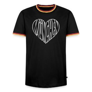 Munich Heart Lettering - Men's Ringer Shirt - black/tricolour - Front - AI Model Male 178 light (178cm) & AI Model Male 185 light (185cm)