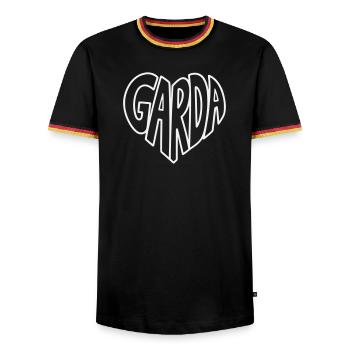 Logo de police Cœur de la Garda - T-shirt contrasté Homme - noir/tricolore - Devant - AI Model Male 178 light (178cm) & AI Model Male 185 light (185cm)