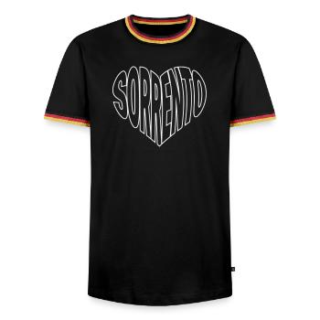 Sorrento, Sorrent Herz-Typo Logo Shirt - Männer Kontrast-T-Shirt - Schwarz/Dreifarbig - Vorne - AI Model Male 178 light (178cm) & AI Model Male 185 light (185cm)