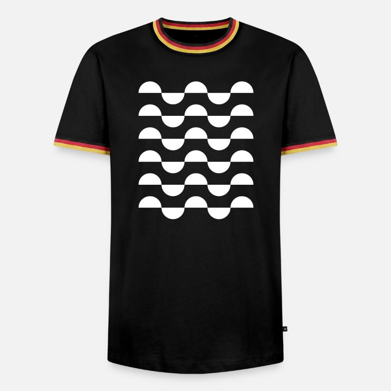 Monochrome Wave Arc Repeat - Men's Ringer Shirt - black/tricolour
