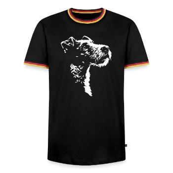 Fox Terrier Silhouette Fox Terrier Dogs Wilsigns - Men's Ringer Shirt - black/tricolour - Front - AI Model Male 178 light (178cm) & AI Model Male 185 light (185cm)