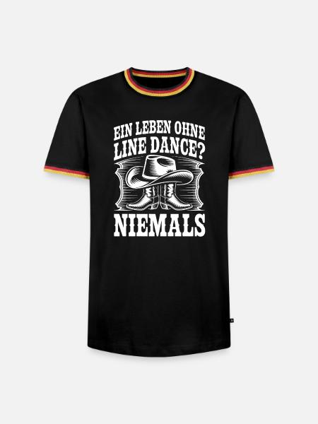 Niemals ohne Line Dance - Männer Kontrast-T-Shirt - Schwarz/Dreifarbig
