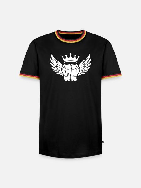 Boxhandschuhe Krone Symbol - Männer Kontrast-T-Shirt - Schwarz/Dreifarbig