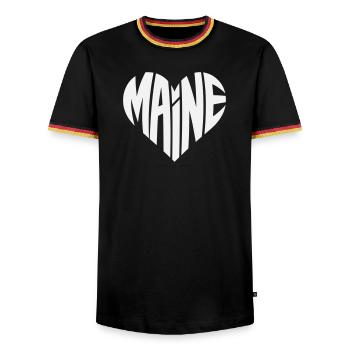 Maine Heart Typo Design - Men's Ringer Shirt - black/tricolour - Front - AI Model Male 178 light (178cm) & AI Model Male 185 light (185cm)