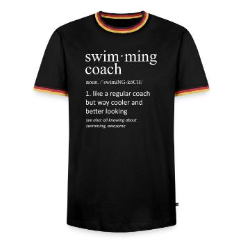 Schwimmtrainer-Definition Lustige Typografie - Männer Kontrast-T-Shirt - Schwarz/Dreifarbig - Vorne - AI Model Male 178 light (178cm) & AI Model Male 185 light (185cm)