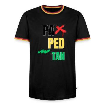 pa_ped_tan - Männer Kontrast-T-Shirt - Schwarz/Dreifarbig - Vorne - AI Model Male 178 light (178cm) & AI Model Male 185 light (185cm)