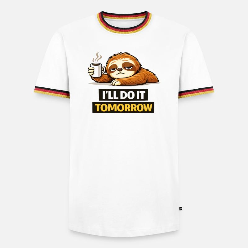 Procrastination Sloth with Coffee - Men's Ringer Shirt - white/tricolour