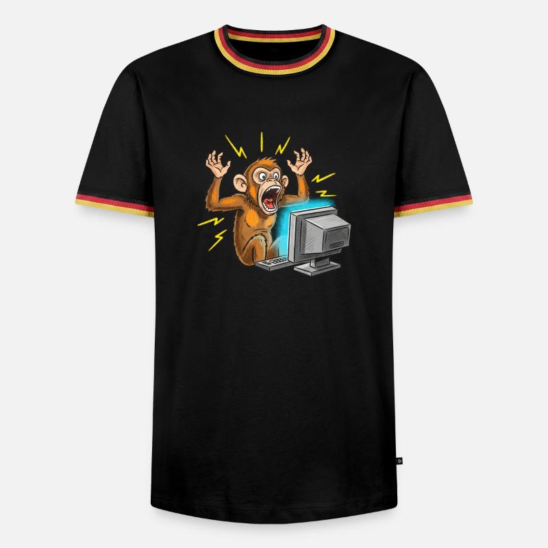 Affen-Computerausbruch - Männer Kontrast-T-Shirt - Schwarz/Dreifarbig