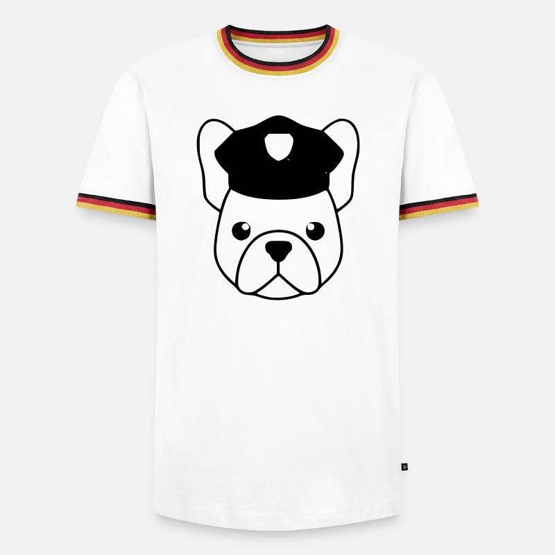 Frenchie cop cop head - Men's Ringer Shirt - white/tricolour