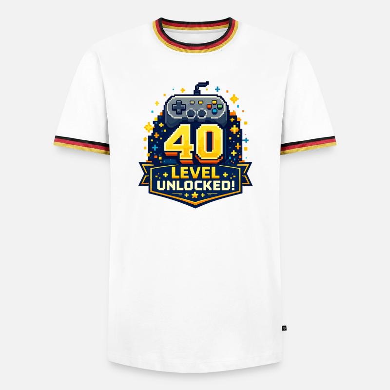 40 Level Freigeschaltet Retro Controller - Männer Kontrast-T-Shirt - Weiß/Dreifarbig