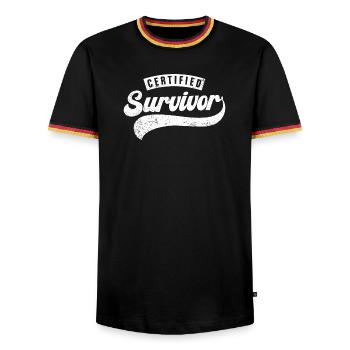 Zertifizierter Überlebender - Männer Kontrast-T-Shirt - Schwarz/Dreifarbig - Vorne - AI Model Male 178 light (178cm) & AI Model Male 185 light (185cm)