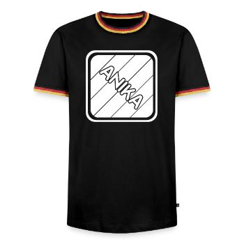 Anika as a first name - Men's Ringer Shirt - black/tricolour - Front - AI Model Male 178 light (178cm) & AI Model Male 185 light (185cm)