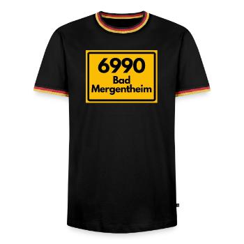 ANCIEN CODE POSTAL RETRO 6990 BAD MERGENTHEIM - T-shirt contrasté Homme - noir/tricolore - Devant - AI Model Male 178 light (178cm) & AI Model Male 185 light (185cm)