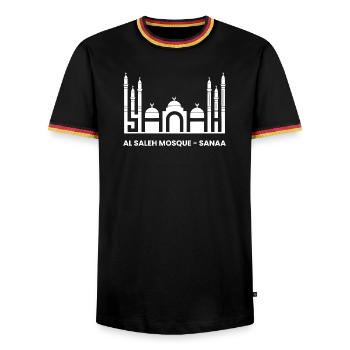 Al-Saleh Mosque Sanaa Yemen Sana'a Local Tourists  - Men's Ringer Shirt - black/tricolour - Front - AI Model Male 178 light (178cm) & AI Model Male 185 light (185cm)