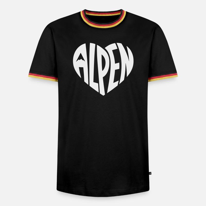 Alpen Herzdesign - Designfarbe variabel - Männer Kontrast-T-Shirt - Schwarz/Dreifarbig