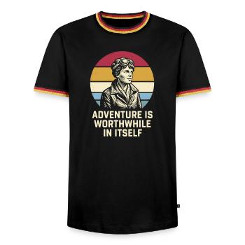 Amelia Earhart The adventure is worthwhile - Men's Ringer Shirt - black/tricolour - Front - AI Model Male 178 light (178cm) & AI Model Male 185 light (185cm)