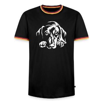 Dachshund "Black Edition" - Men's Ringer Shirt - black/tricolour - Front - AI Model Male 178 light (178cm) & AI Model Male 185 light (185cm)