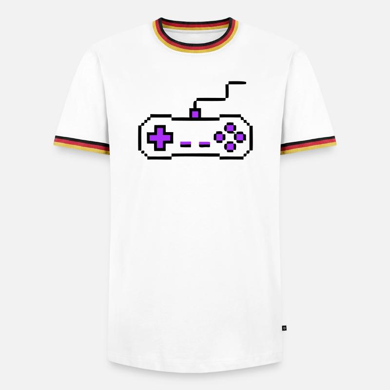 Retro Gamepad Controller Gamer - Men's Ringer Shirt - white/tricolour