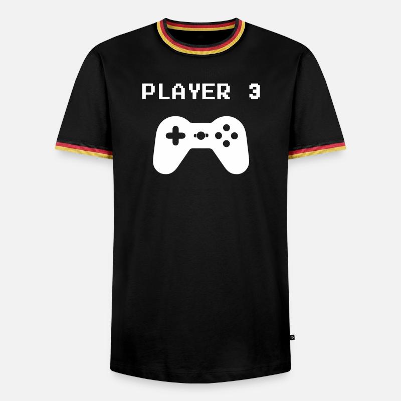 Retro Pixel Controller - Männer Kontrast-T-Shirt - Schwarz/Dreifarbig