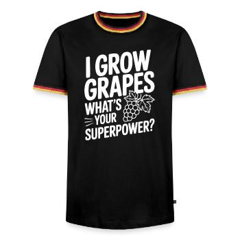 I Grow Grapes What's Your Superpower? - Men's Ringer Shirt - black/tricolour - Front - AI Model Male 178 light (178cm) & AI Model Male 185 light (185cm)