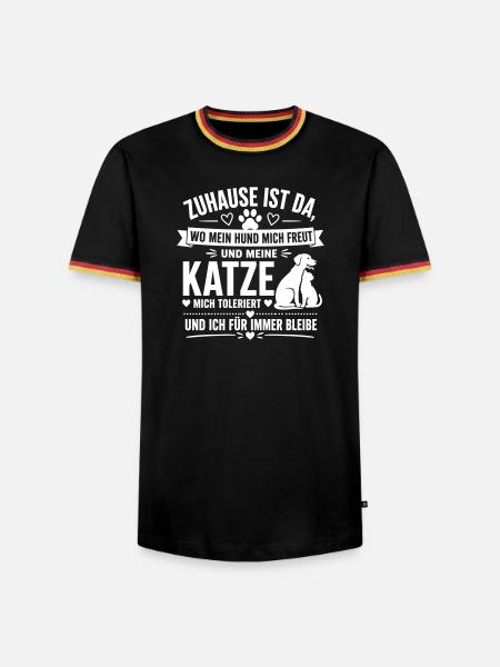 Zuhause Hund Katze Ewige Treue - Männer Kontrast-T-Shirt - Schwarz/Dreifarbig