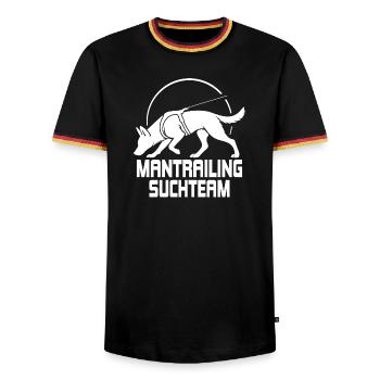 Équipe de recherche de traqueurs de Malinois Dog Wilsigns - T-shirt contrasté Homme - noir/tricolore - Devant - AI Model Male 178 light (178cm) & AI Model Male 185 light (185cm)