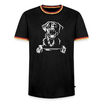 Labrador Head "Black Edition" - Men's Ringer Shirt - black/tricolour - Front - AI Model Male 178 light (178cm) & AI Model Male 185 light (185cm)