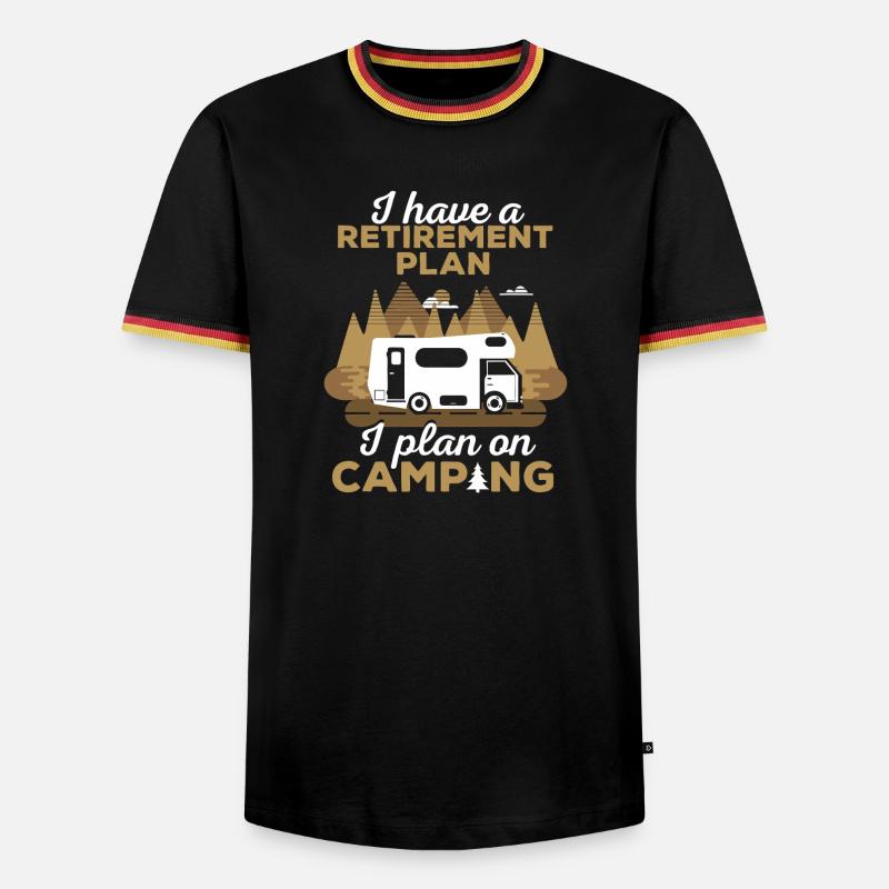 Ruhestands-Campingplan - Männer Kontrast-T-Shirt - Schwarz/Dreifarbig