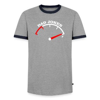 Papa-Witze Meter-Abschlag-Design - Männer Kontrast-T-Shirt - Grau/Navy  - Vorne - AI Model Female 172 light (172cm) & AI Model Male 178 light (178cm)
