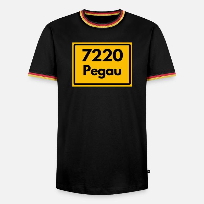 OLD POSTCODE 7220 PEGAU HEIMATSTOLZ SAXONY - Men's Ringer Shirt - black/tricolour