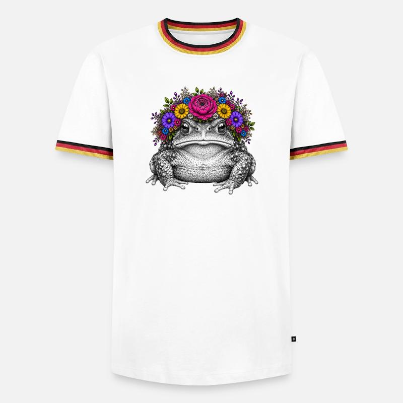 Toad with flower crown - Men's Ringer Shirt - white/tricolour