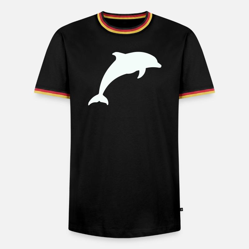 Glowing Dolphin Silhouette - Men's Ringer Shirt - black/tricolour