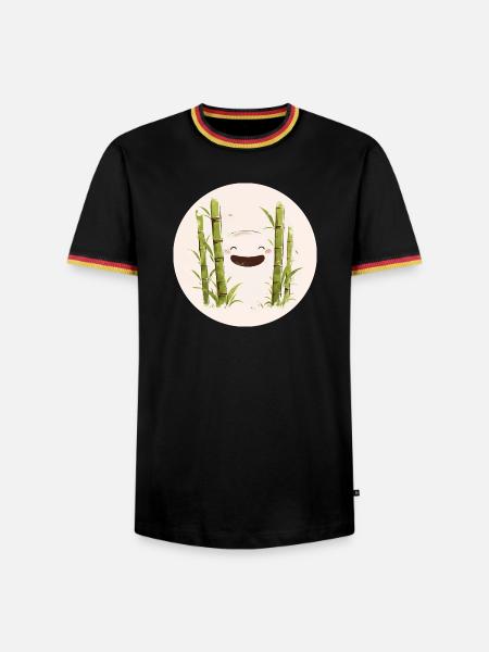 Bambus-Zen-Lächeln - Männer Kontrast-T-Shirt - Schwarz/Dreifarbig