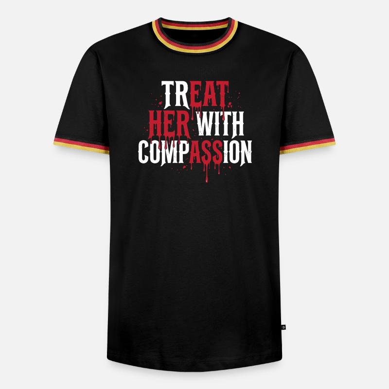 Behandle sie mit Mitgefühl - Männer Kontrast-T-Shirt - Schwarz/Dreifarbig