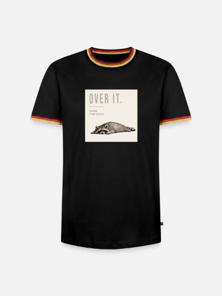 Over It Funny Raccoon - Männer Kontrast-T-Shirt - Schwarz/Dreifarbig