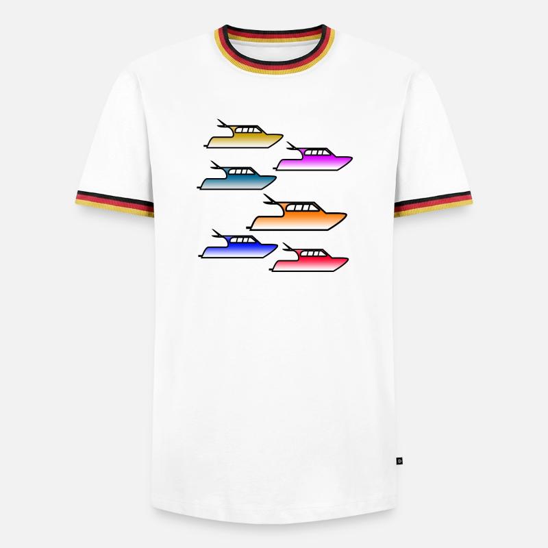 Motorboote - Männer Kontrast-T-Shirt - Weiß/Dreifarbig