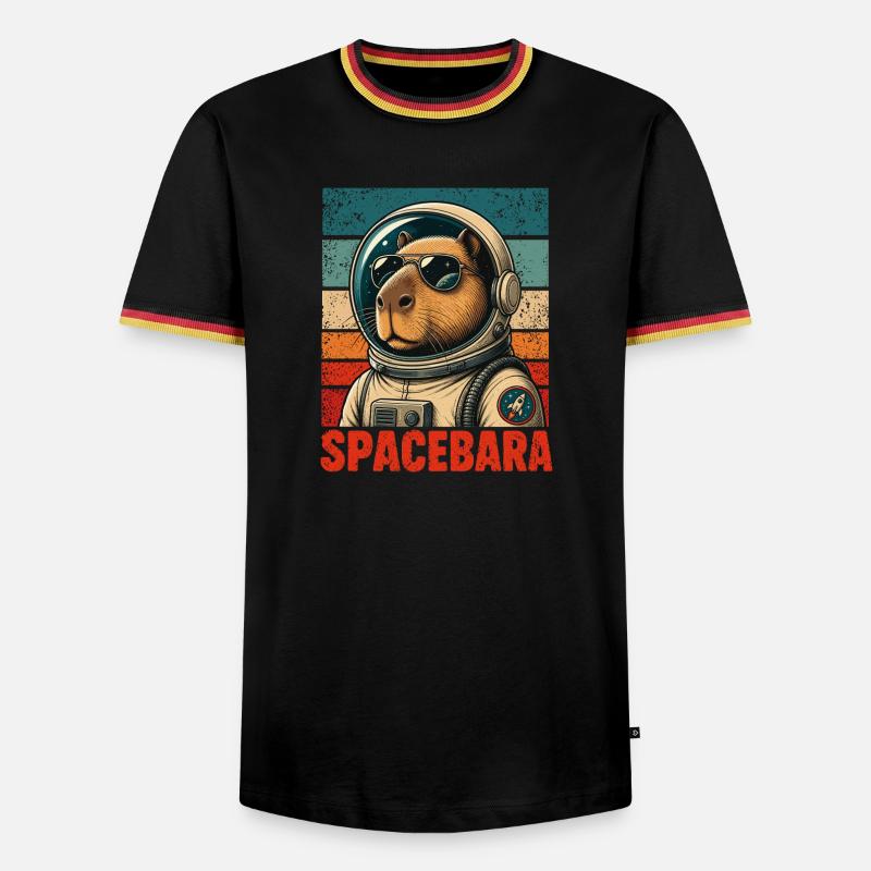 Spacebara Capybara Astronaut Space Retro - Men's Ringer Shirt - black/tricolour