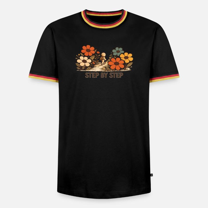 Der kleine Gedanke | STEP BY STEP - Männer Kontrast-T-Shirt - Schwarz/Dreifarbig