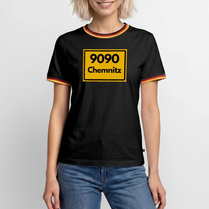ANCIEN CODE POSTAL 9090 SAXE CODE POSTAL DE CHEMNITZ T-shirt contrasté Homme