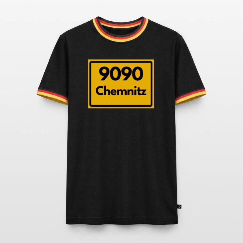 OLD POSTCODE 9090 SAXONY CHEMNITZ POSTAL CODE Men's Ringer Shirt