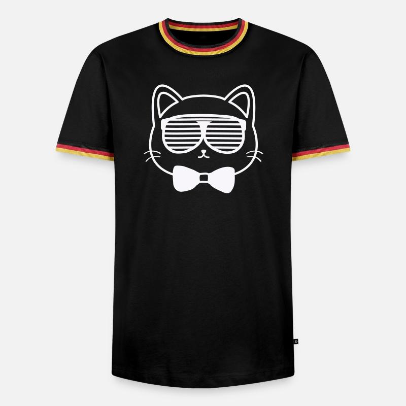 Sun cat with bow tie - Men's Ringer Shirt - black/tricolour