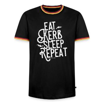 Eat Kerb Sleep Repeat - Men's Ringer Shirt - black/tricolour - Front - AI Model Male 178 light (178cm) & AI Model Male 185 light (185cm)
