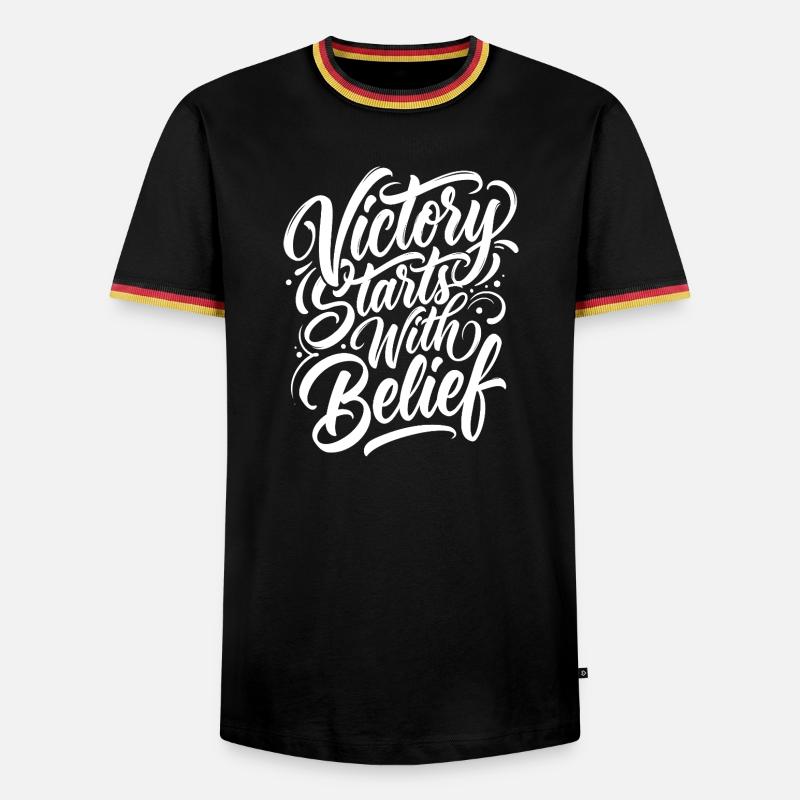 Der Sieg beginnt mit dem Glauben - Männer Kontrast-T-Shirt - Schwarz/Dreifarbig