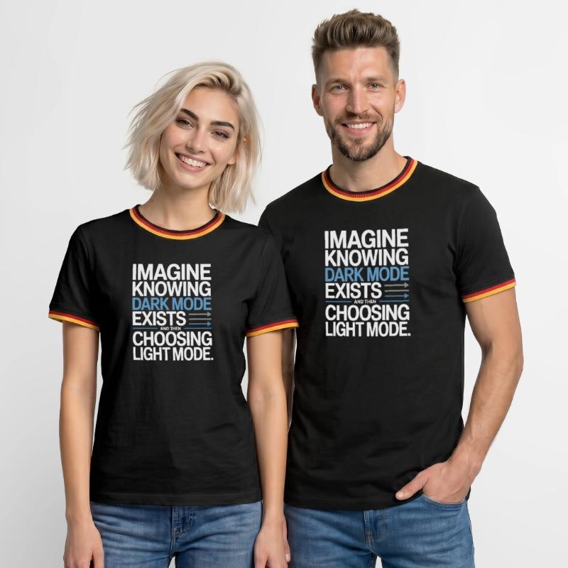 Dark Mode Exists Programmer IT Nerd Coder Office Men's Ringer Shirt