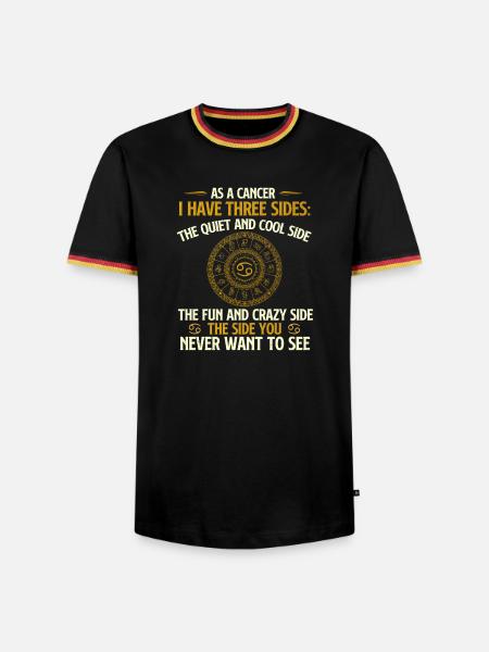 Krebs Drei-Seiten-Sternkreis-Horoskop - Männer Kontrast-T-Shirt - Schwarz/Dreifarbig