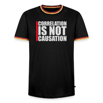 Correlation Is Not Causation Nerd Science - Men's Ringer Shirt - black/tricolour - Front - AI Model Male 178 light (178cm) & AI Model Male 185 light (185cm)